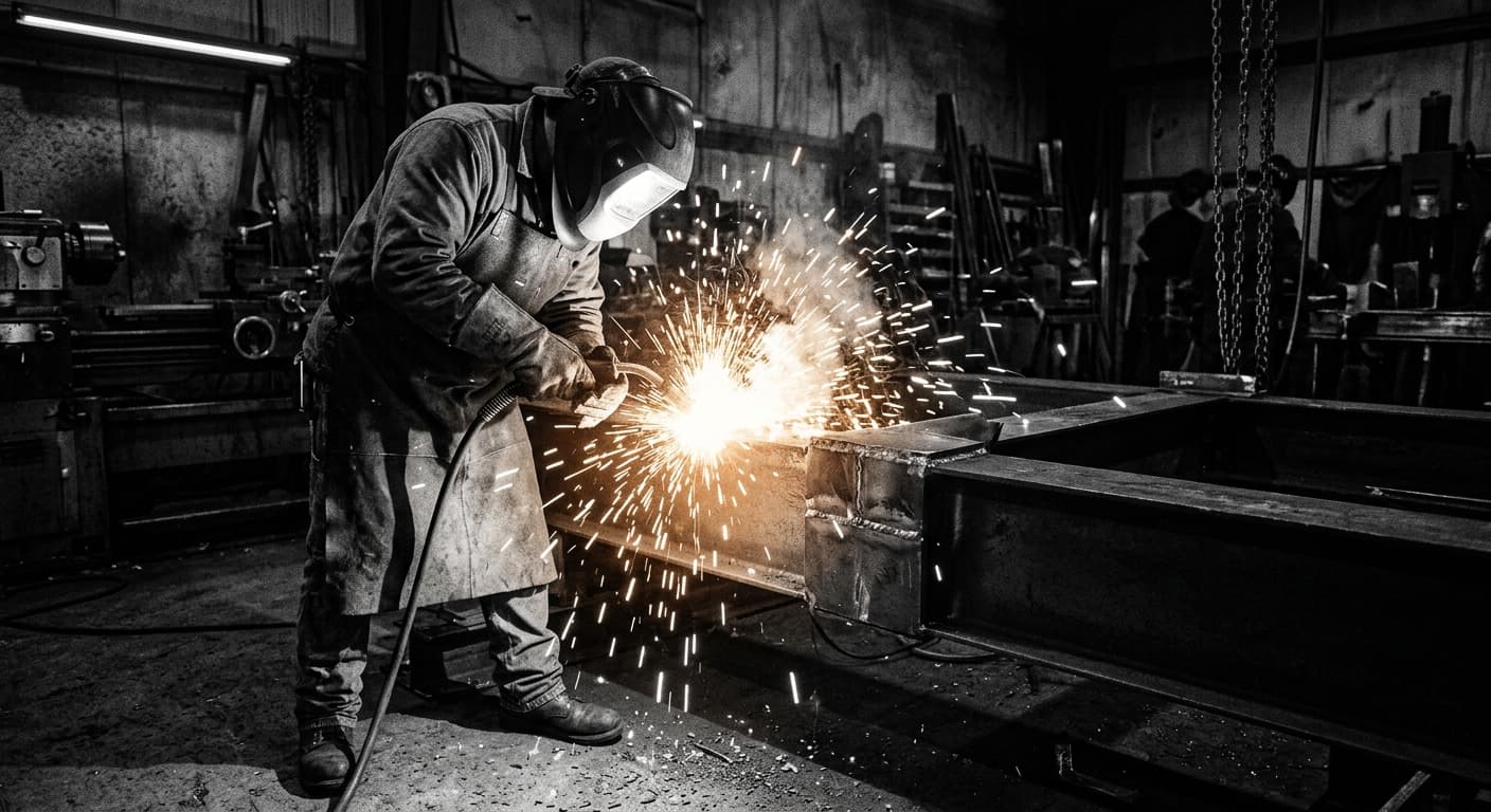 Welder at work — precision welding and repair equipment